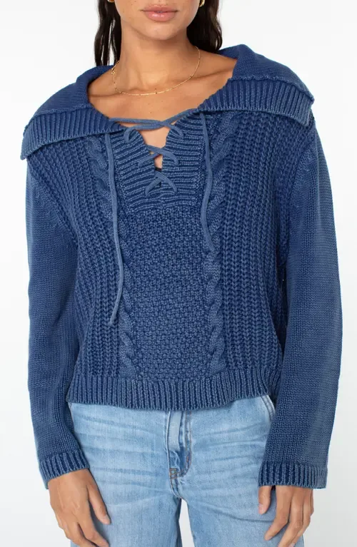 Fair Winds Cotton Lace-Up Sweater by Roxy
