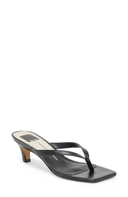 Ramia Kitten Heel Flip Flop in Black Leather by Dolce Vita
