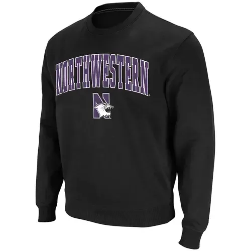 Colosseum Black Northwestern Wildcats Arch & Logo Crew Neck Sweatshirt