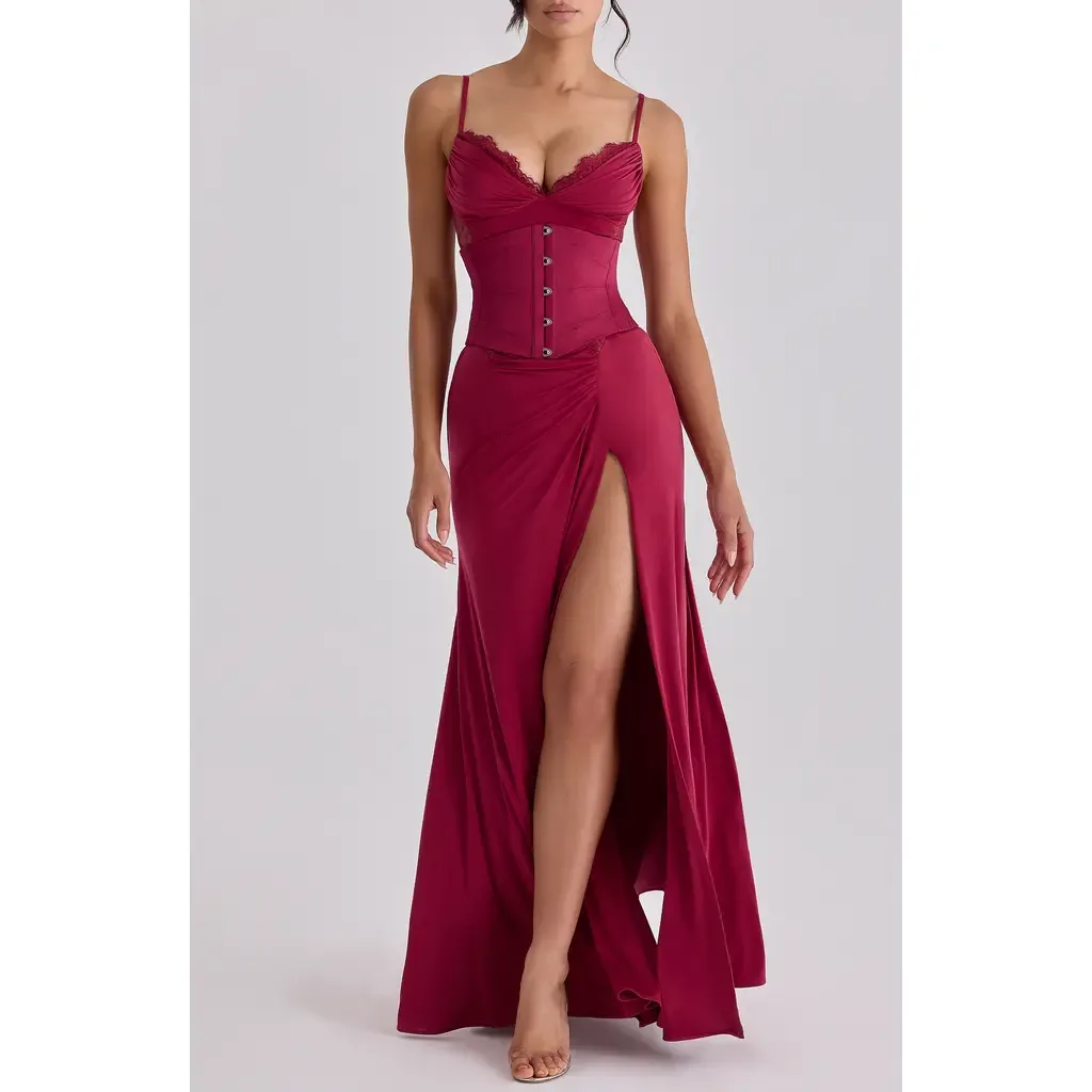 Sabrine Lace Trim Corset Gown by HOUSE OF CB