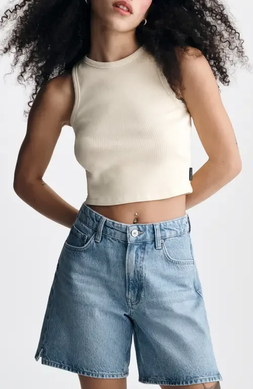 Crop Cotton Rib Tank Top by Brooklyn Industries