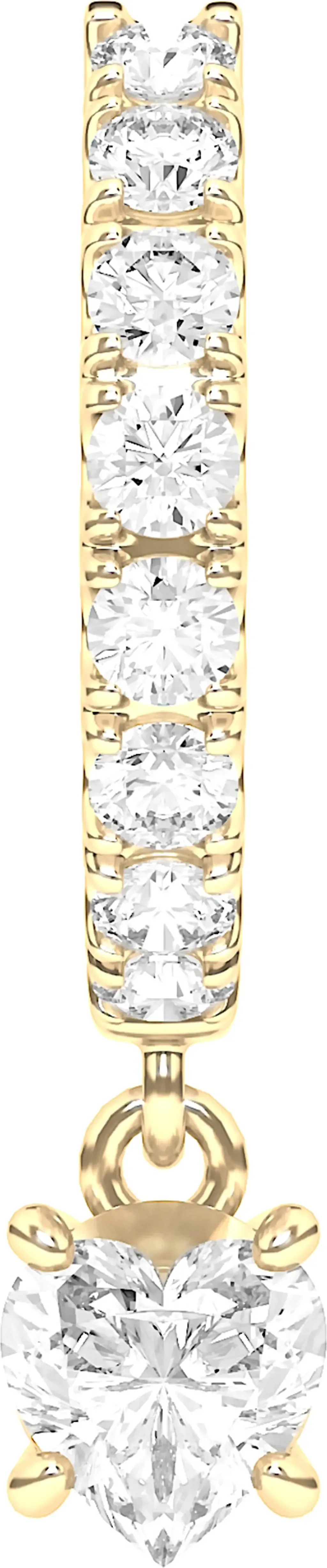 Lab Created Diamond Drop Huggie Hoop Earrings in 18K Yellow Gold by HauteCarat