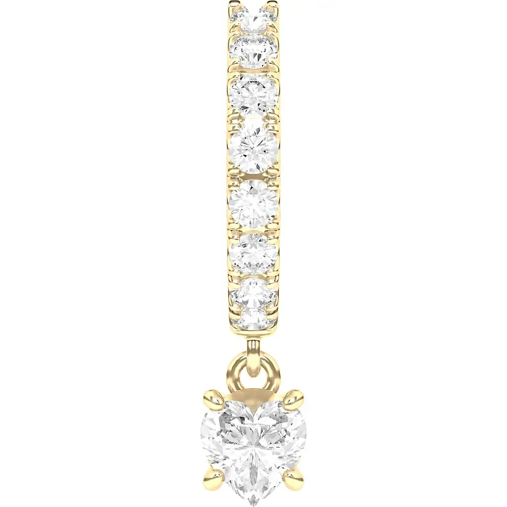 Lab Created Diamond Drop Huggie Hoop Earrings in 18K Yellow Gold by HauteCarat