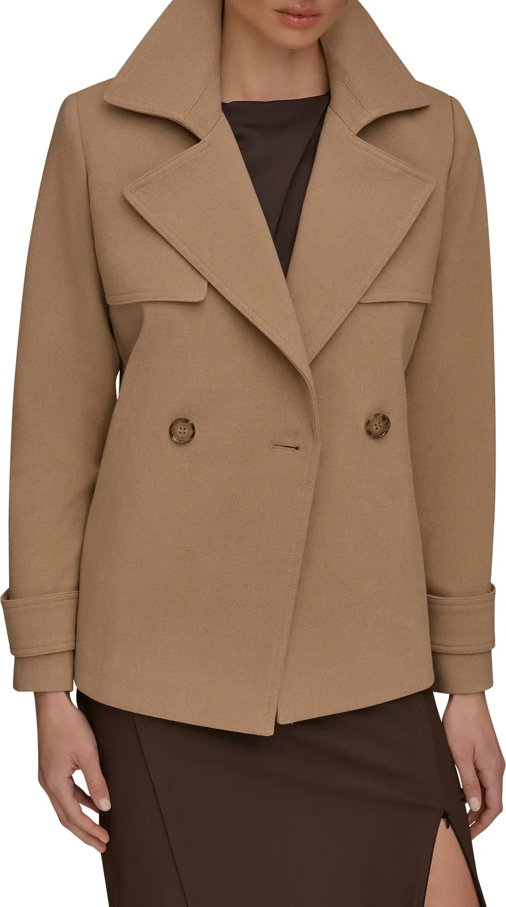 Double Breasted Crepe Coat