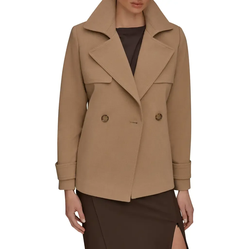 Double Breasted Crepe Coat by Donna Karan New York