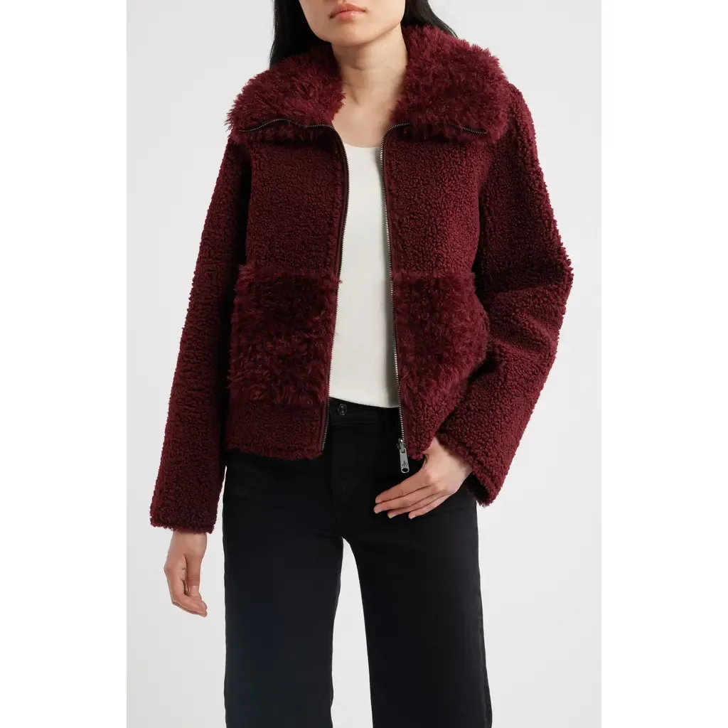 Zip Front Faux Shearling Jacket by Sam Edelman