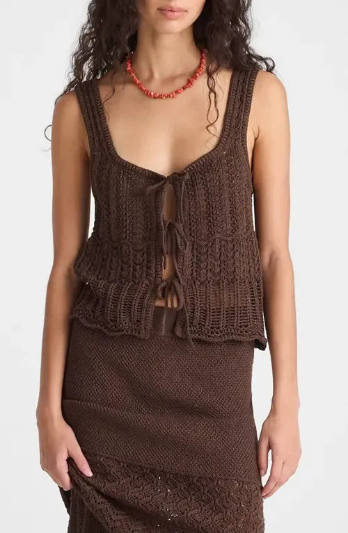 Pointelle Stitch Tie Front Cotton Sweater Tank by Madewell