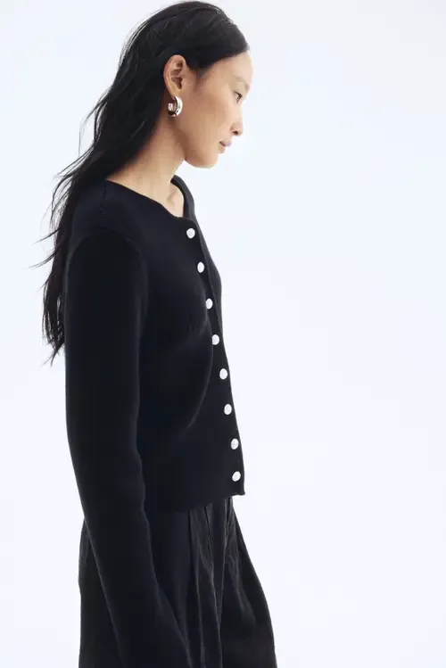 Rib-Knit Cotton Cardigan by H&M