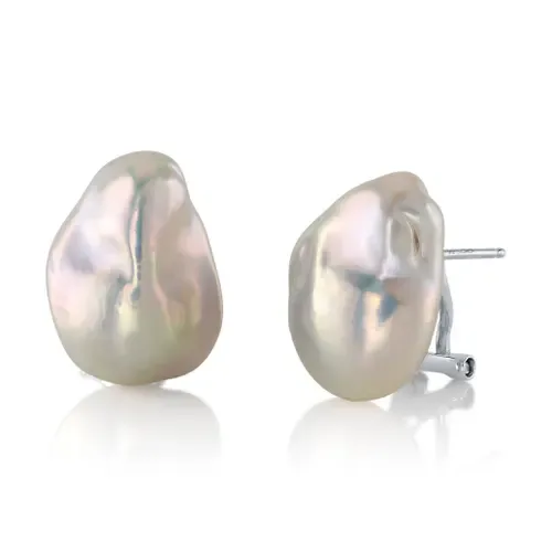 12mm White Freshwater Baroque Pearl Arlet Earrings by The Pearl Source