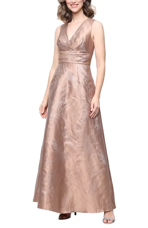 Surplice Neck Jacquard Gown by Alex Evenings
