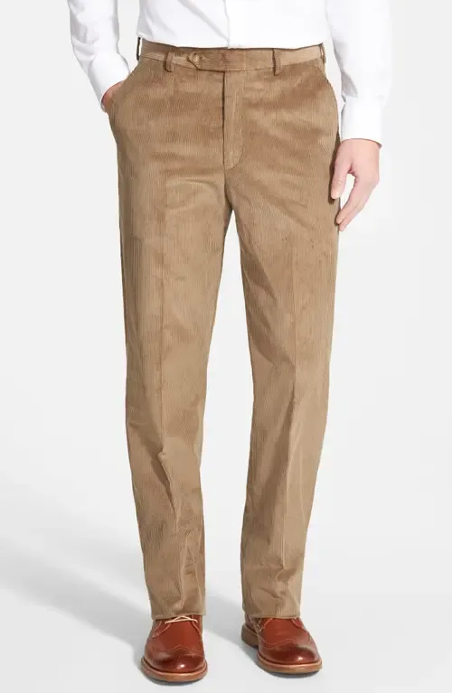 Luxury Italian Corduroy Flat Front Pants