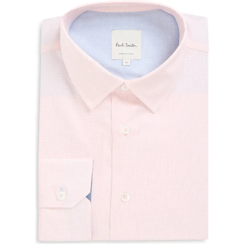 Regular Fit Microcheck Cotton Shirt by Paul Smith