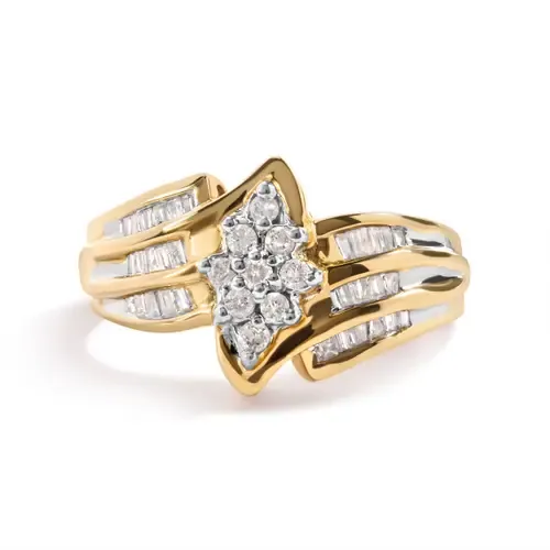 10K Yellow Gold 1/2Cttw Diamond Cluster Head & Shank Ring by Haus of Brilliance
