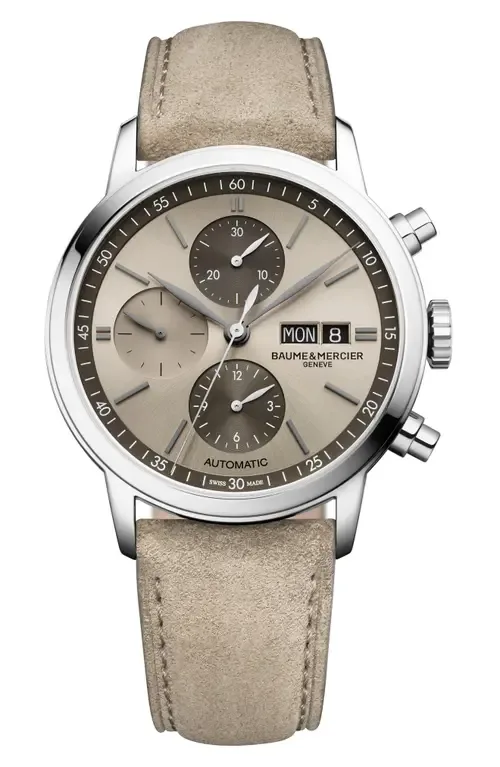 Classima Chronograph Leather Strap Watch, 42mm by Baume & Mercier