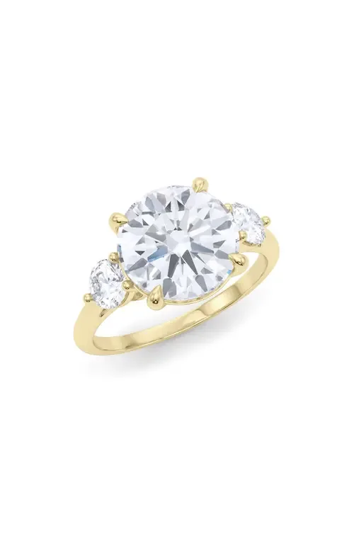 Three Stone Round Cut Lab Created Diamond Ring in 2.00Ctw 18K Yellow Gold by HauteCarat