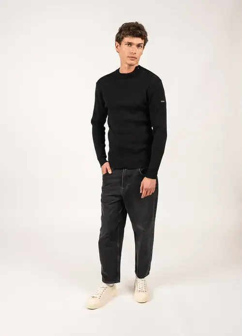 Matelot Wool Fisherman Sweater with Button Shoulder by Saint James