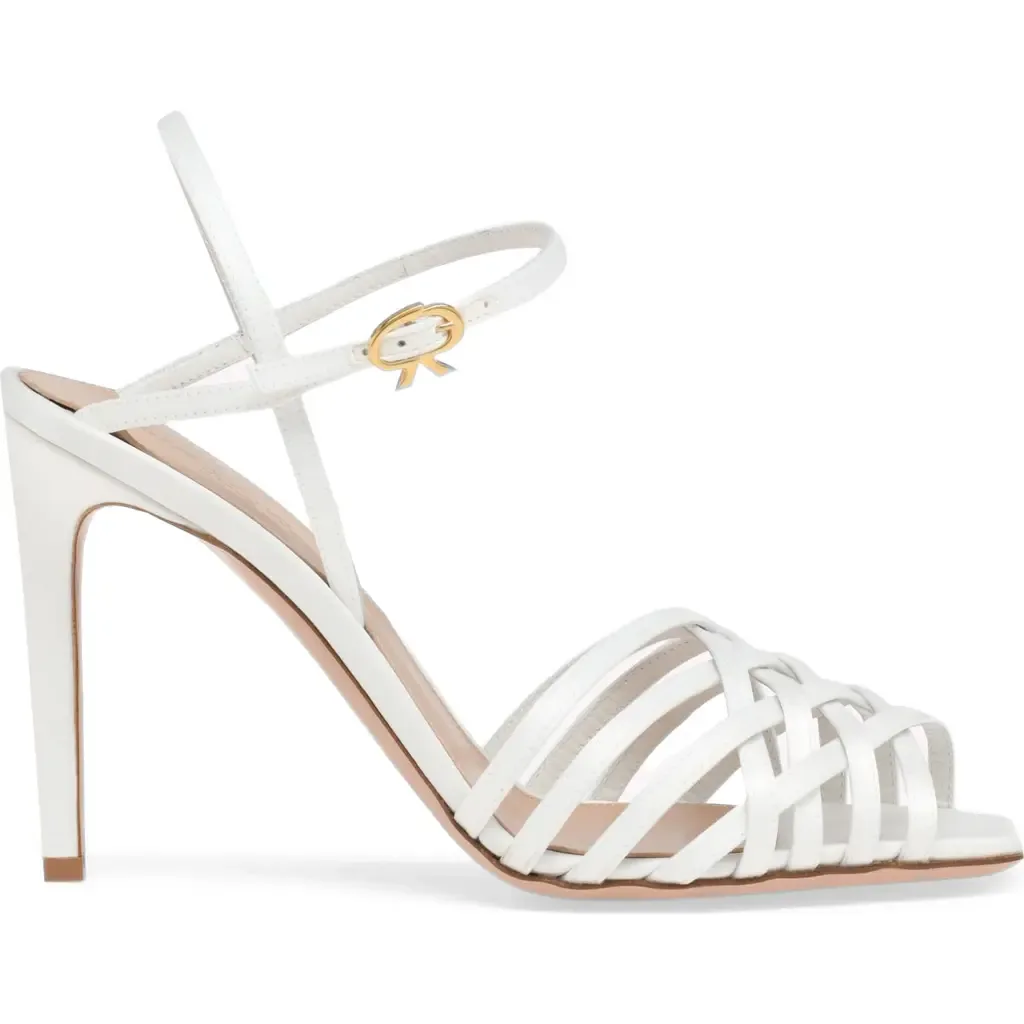 Kerry Sandal in White Fabric by Gianvito Rossi
