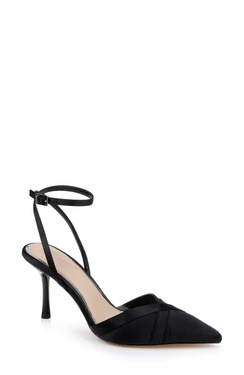 Parklyn Ankle Strap Pointed Toe Pump in Red Satin