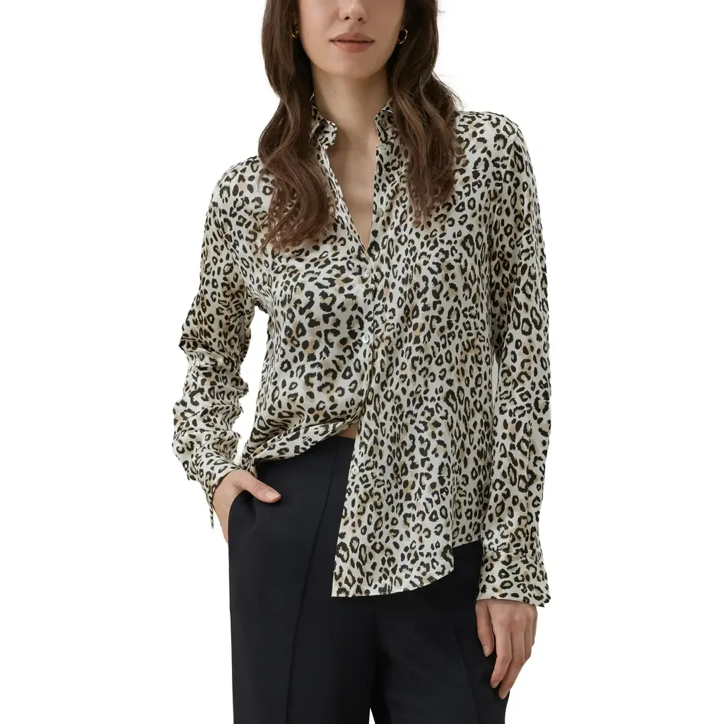 Leopard Print Silk Shirt in Dawn Leopard by Lilysilk