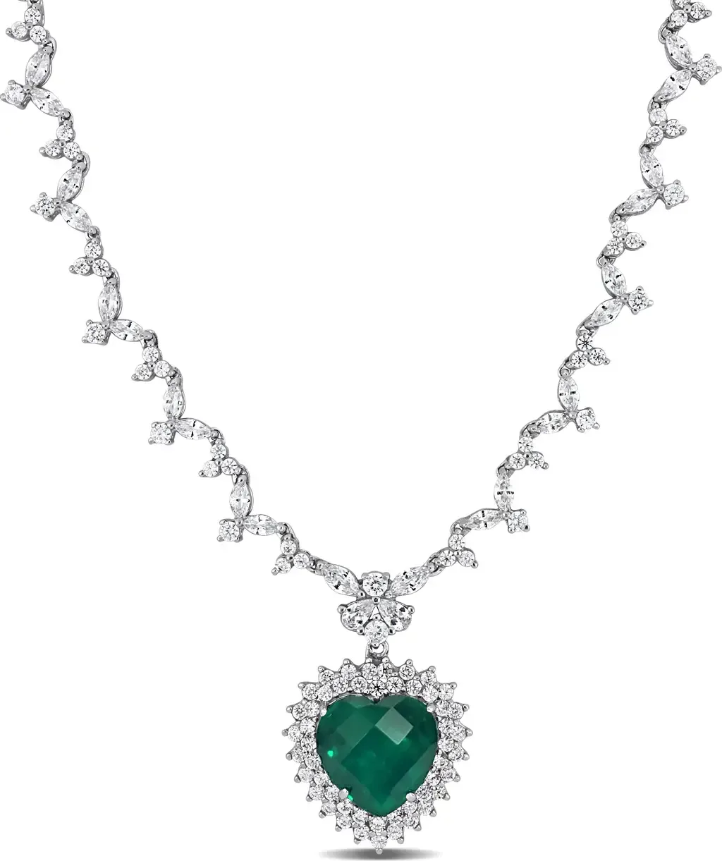 Colored & White Cubic Zirconia Heart Necklace