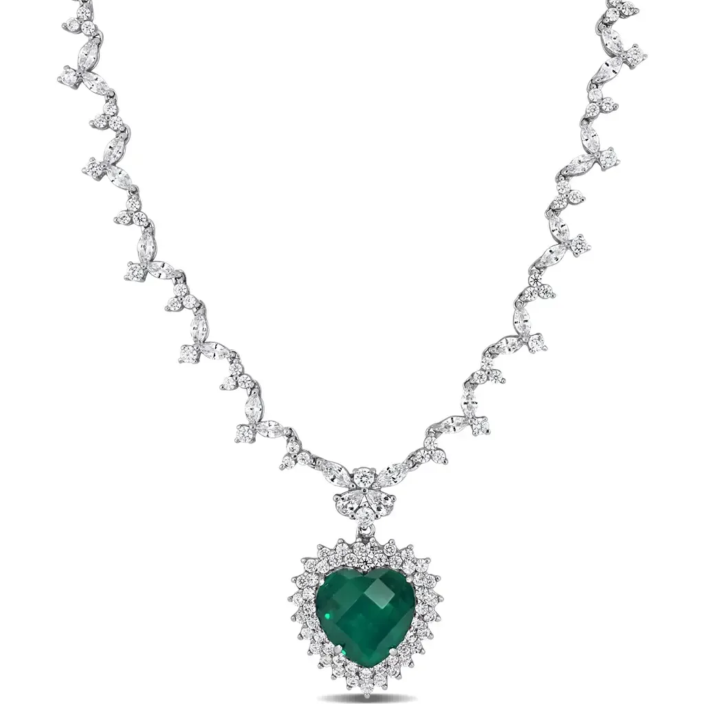 Colored & White Cubic Zirconia Heart Necklace by Julianna B.