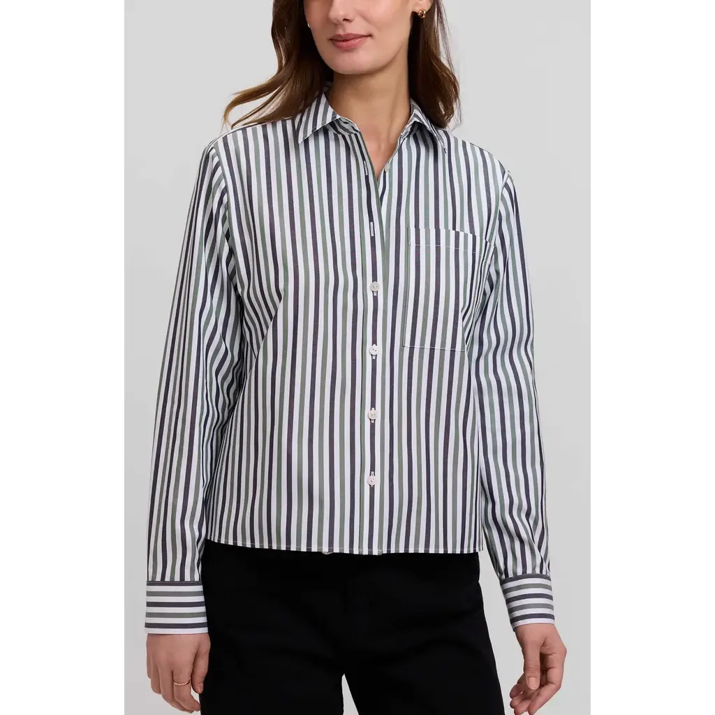 Jodie Stripe Cotton Button-Up Shirt