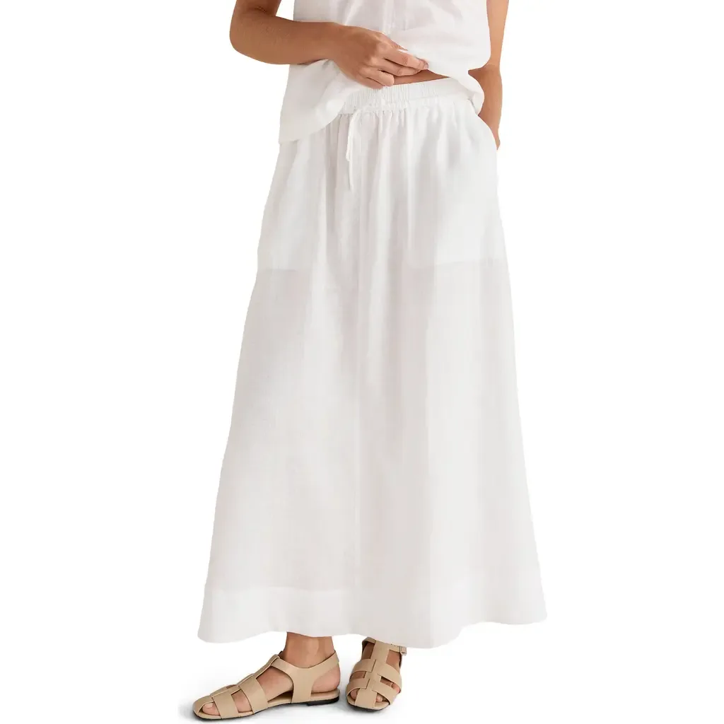 Linen Drawstring Midi Skirt by Haven Well Within