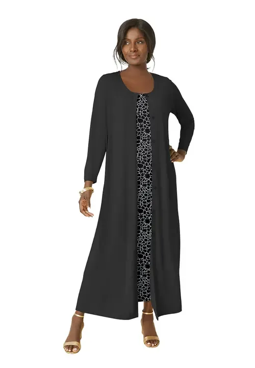 2 Piece Stretch Knit Duster Set by Jessica London