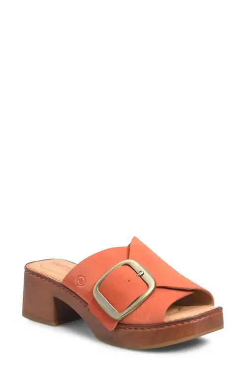 Bangle Platform Slide Sandal in Orange Suede