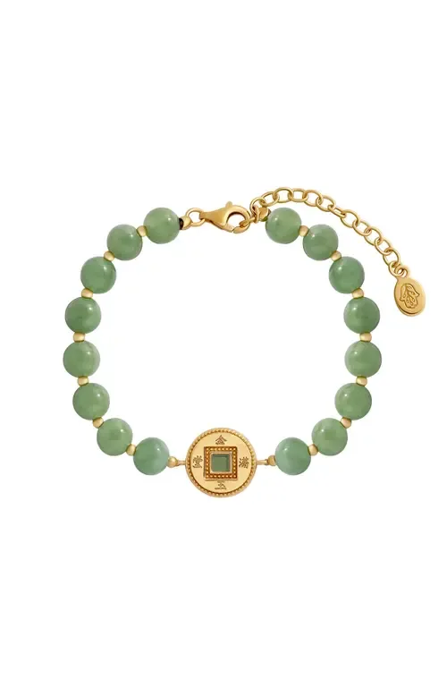Jade Lucky Coin Gold Plated Bracelet - Golden Fortune by Karma and Luck