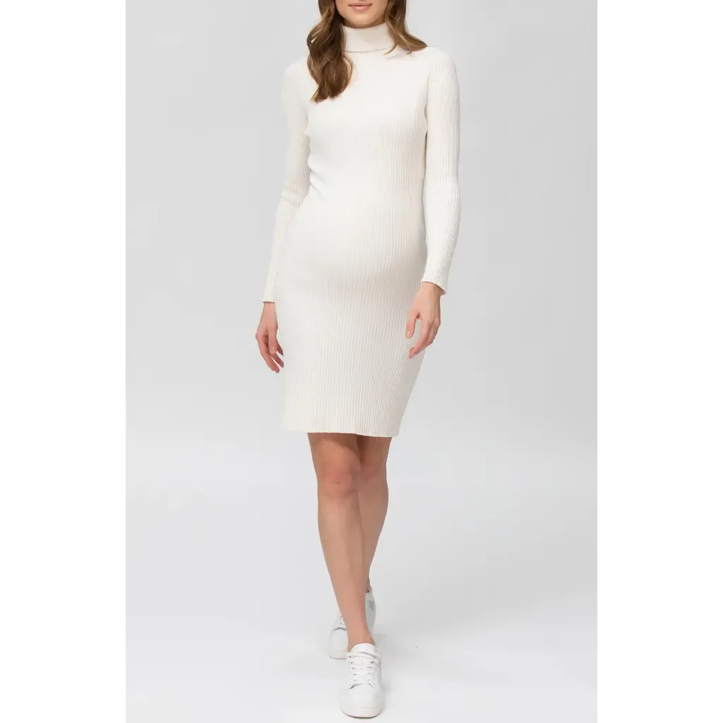 Turtleneck Long Sleeve Rib Maternity Sweater Dress by Pietro Brunelli Maternity