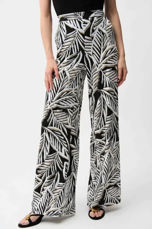 Silky Knit Tropical Print Wide Leg Pull-On Pants by Joseph Ribkoff