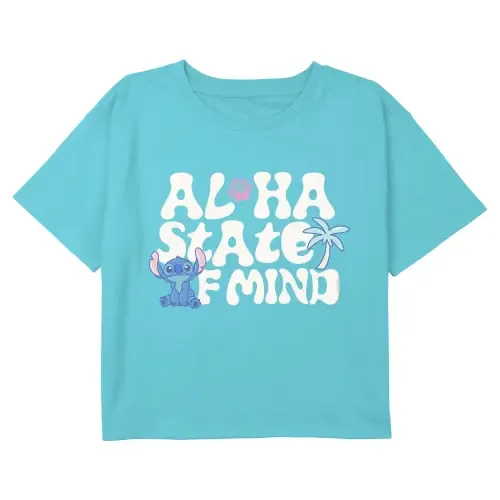 Aloha State of Mind Short Sleeve Boxy Cropped T-Shirt by Lilo & Stitch