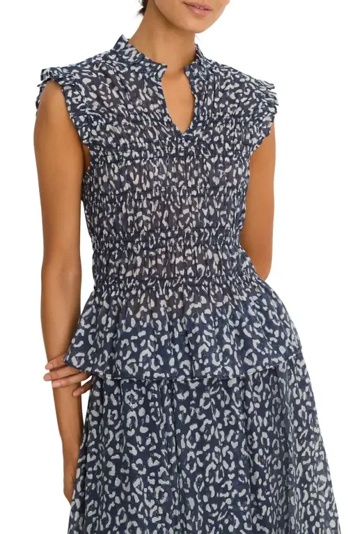 Leopard Print Smocked Peplum Top by NIC+ZOE