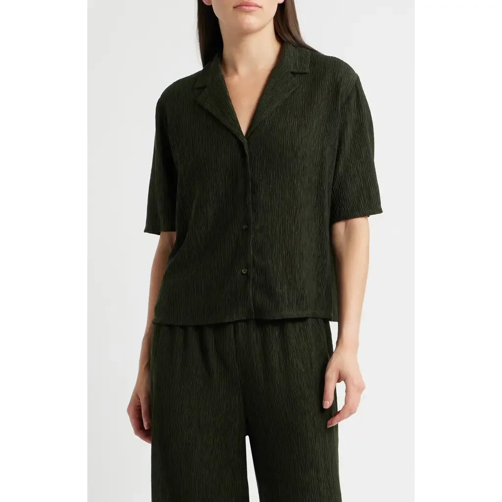 Texture Elbow Sleeve Shirt by Eileen Fisher