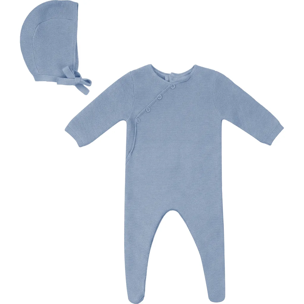 Fake Wrap Decorative Stitching Footed Romper with Matching Bonnet by Jolie Capri