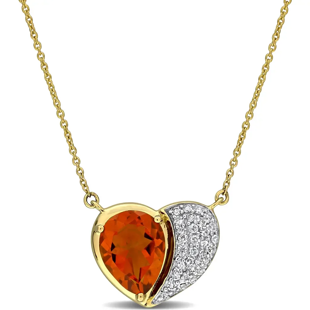 Gemstone & Diamond Heart Necklace 10K by Julianna B.