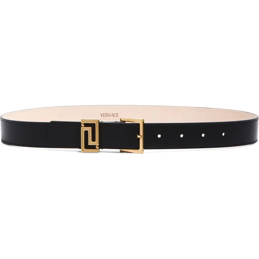 Greca Goddess Leather Belt by Versace