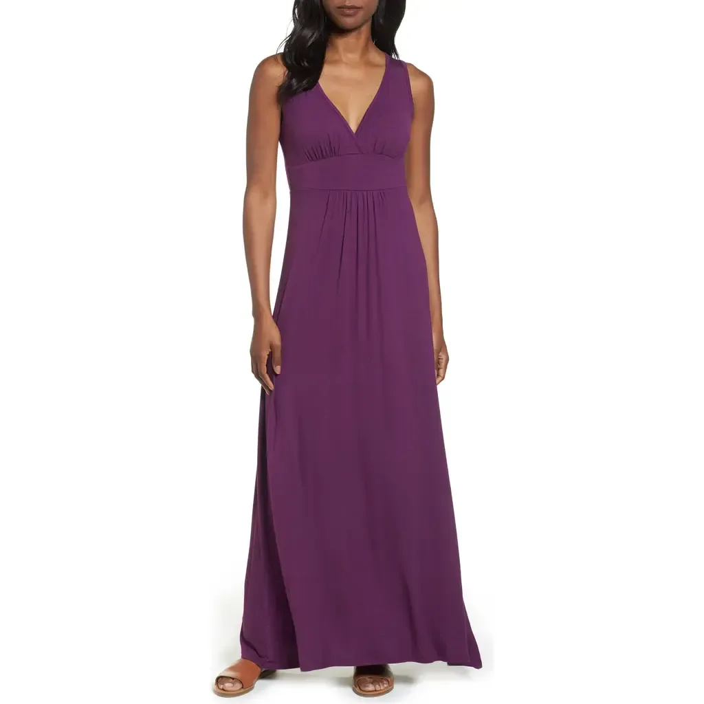 V-Neck Jersey Maxi Dress by Loveappella
