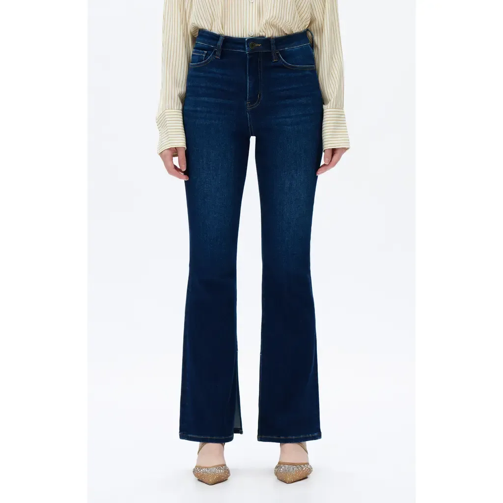 High Waist Slit Flare Jeans by Bayeas