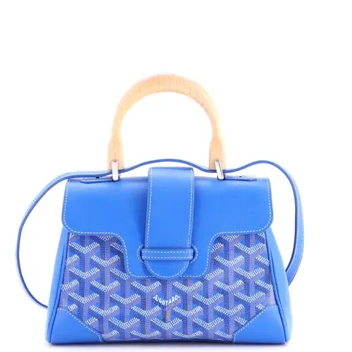 Saigon Top Handle Bag Coated Canvas with Leather Mini by Pre-Owned Goyard