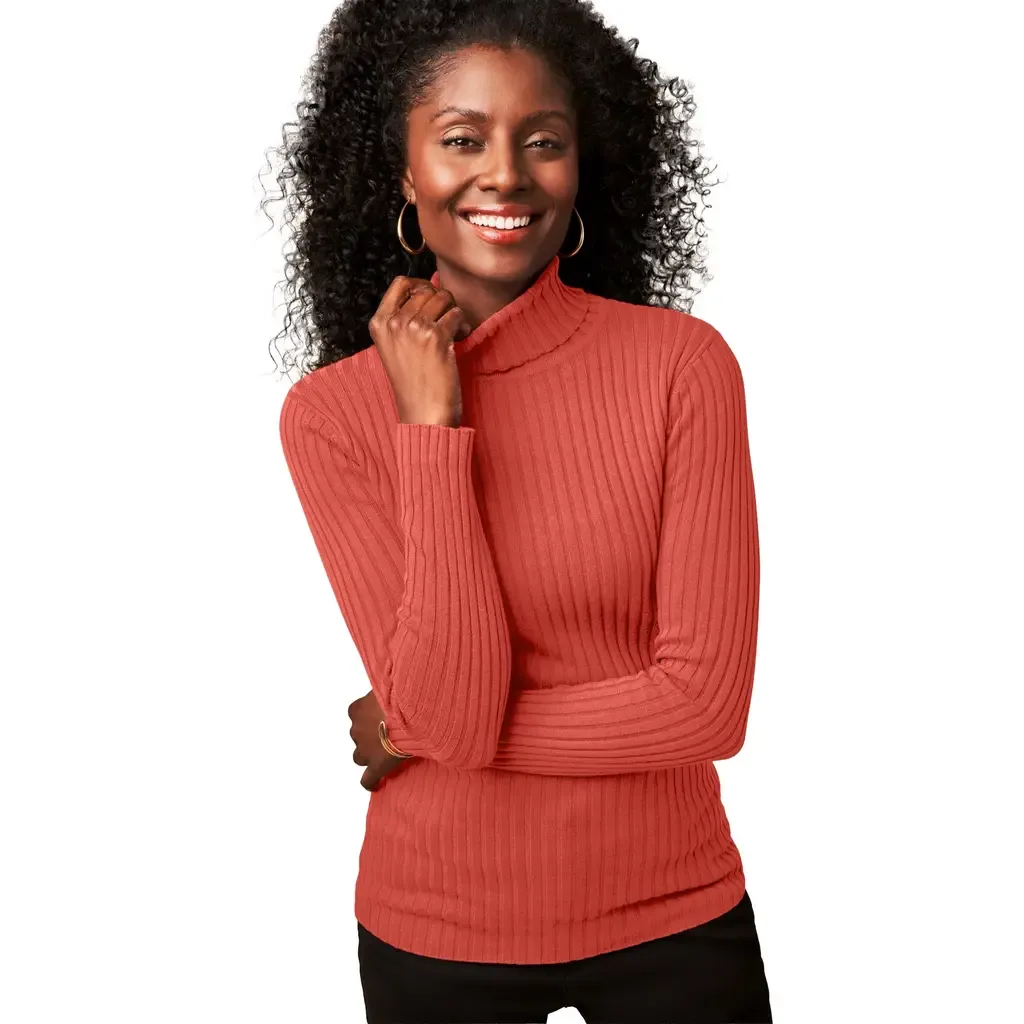 Ribbed Cotton Turtleneck Sweater by Jessica London