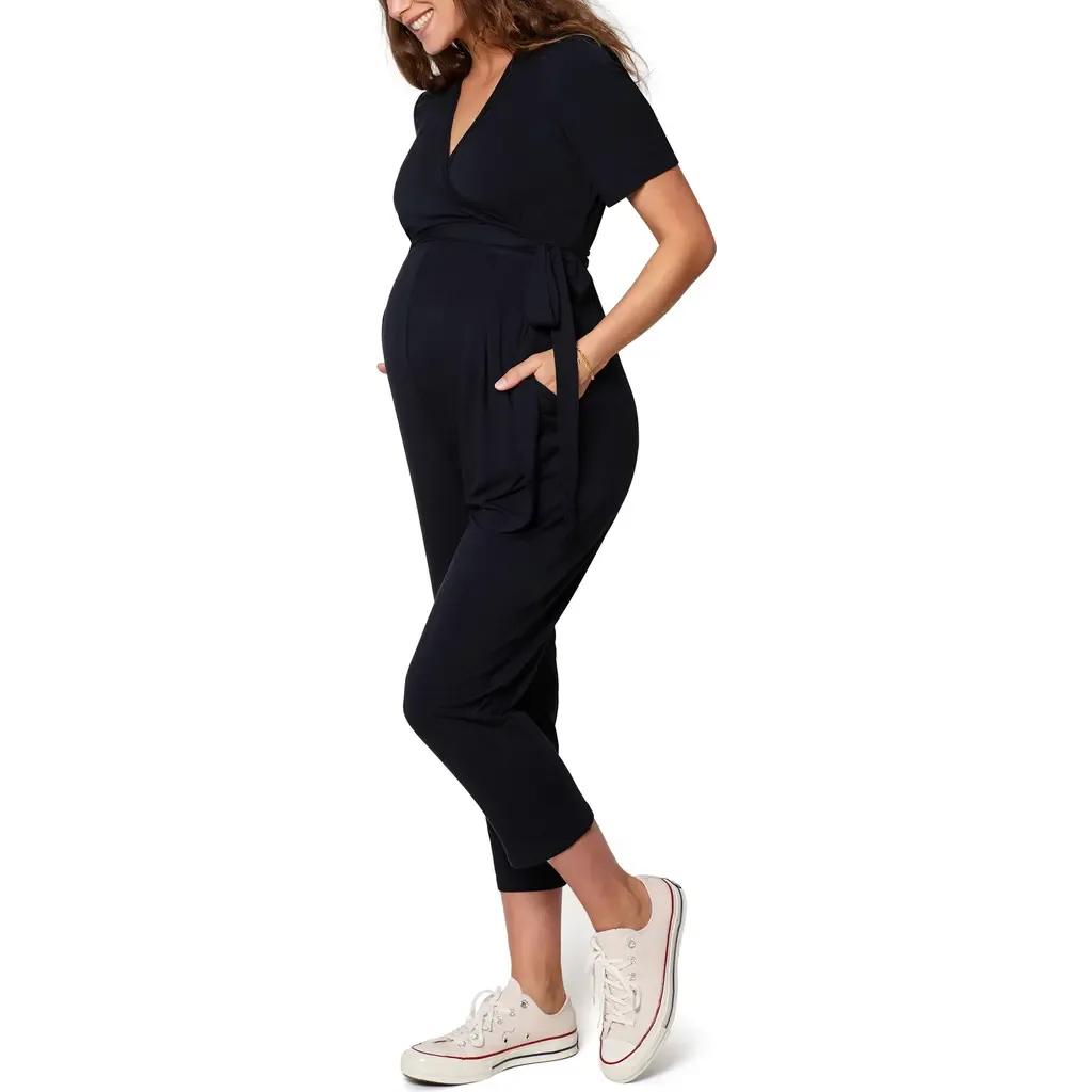 Crop Jersey Maternity/Nursing Jumpsuit by Ingrid & Isabel®