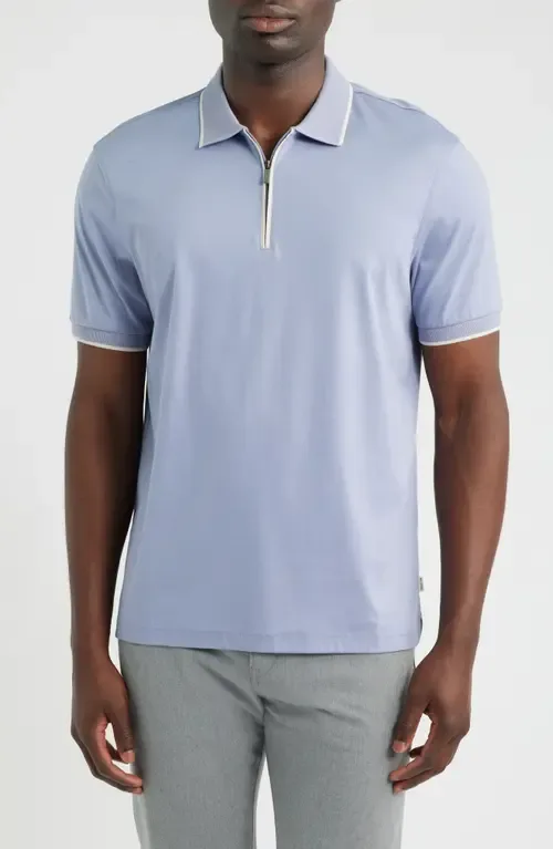 Pima Cotton Quarter Zip Polo by Bugatchi