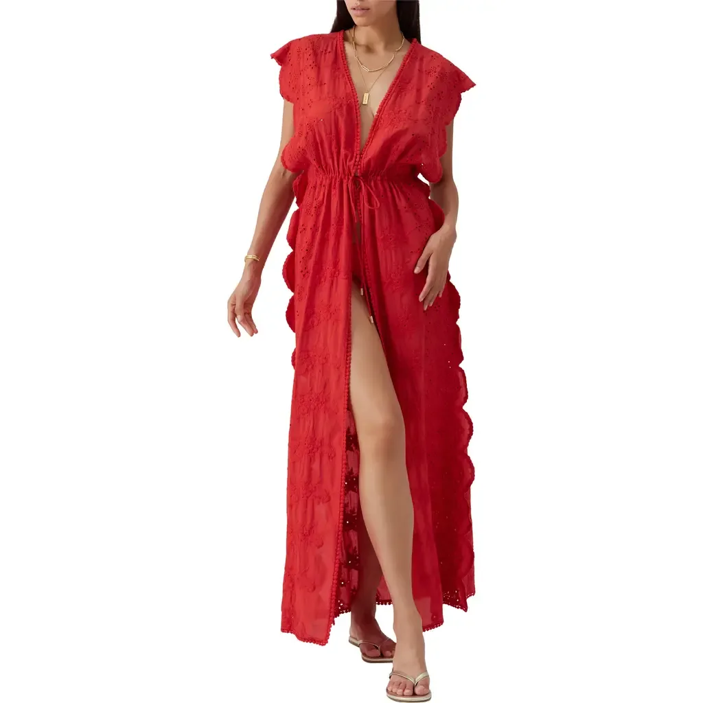 Talitha Embroidered Eyelet Cotton Cover-Up Dress by Melissa Odabash