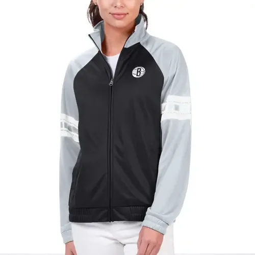 G-III 4Her by Carl Banks Brooklyn Nets Main Player Raglan Rhinestone Full-Zip Track Jacket