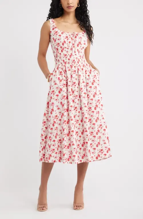 Smocked Waist Midi Dress