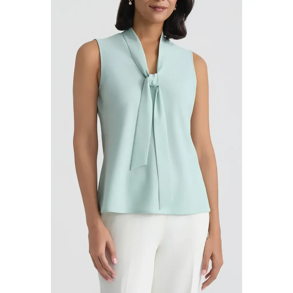 Sleeveless Tie Front Top by KASPER
