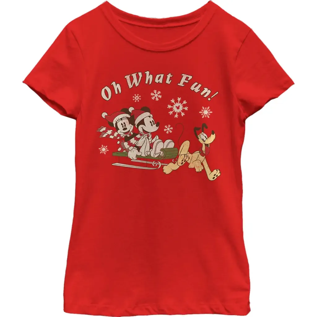 Oh What Fun Sled Graphic Short Sleeve T-Shirt by Mickey & Friends