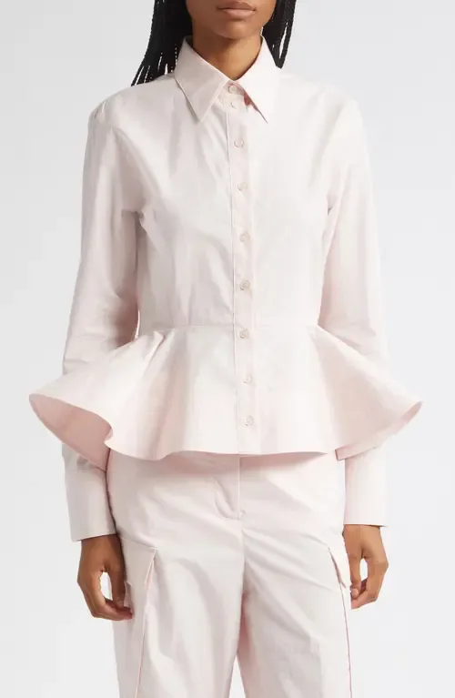 Cotton Blend Peplum Button-Up Shirt by Stella McCartney
